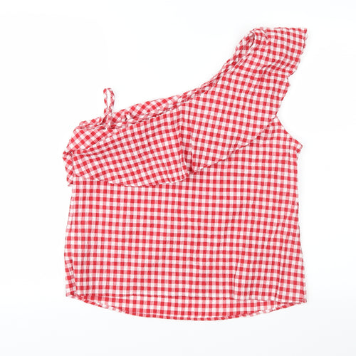 New Look Womens Red Check  Basic Blouse Size 14