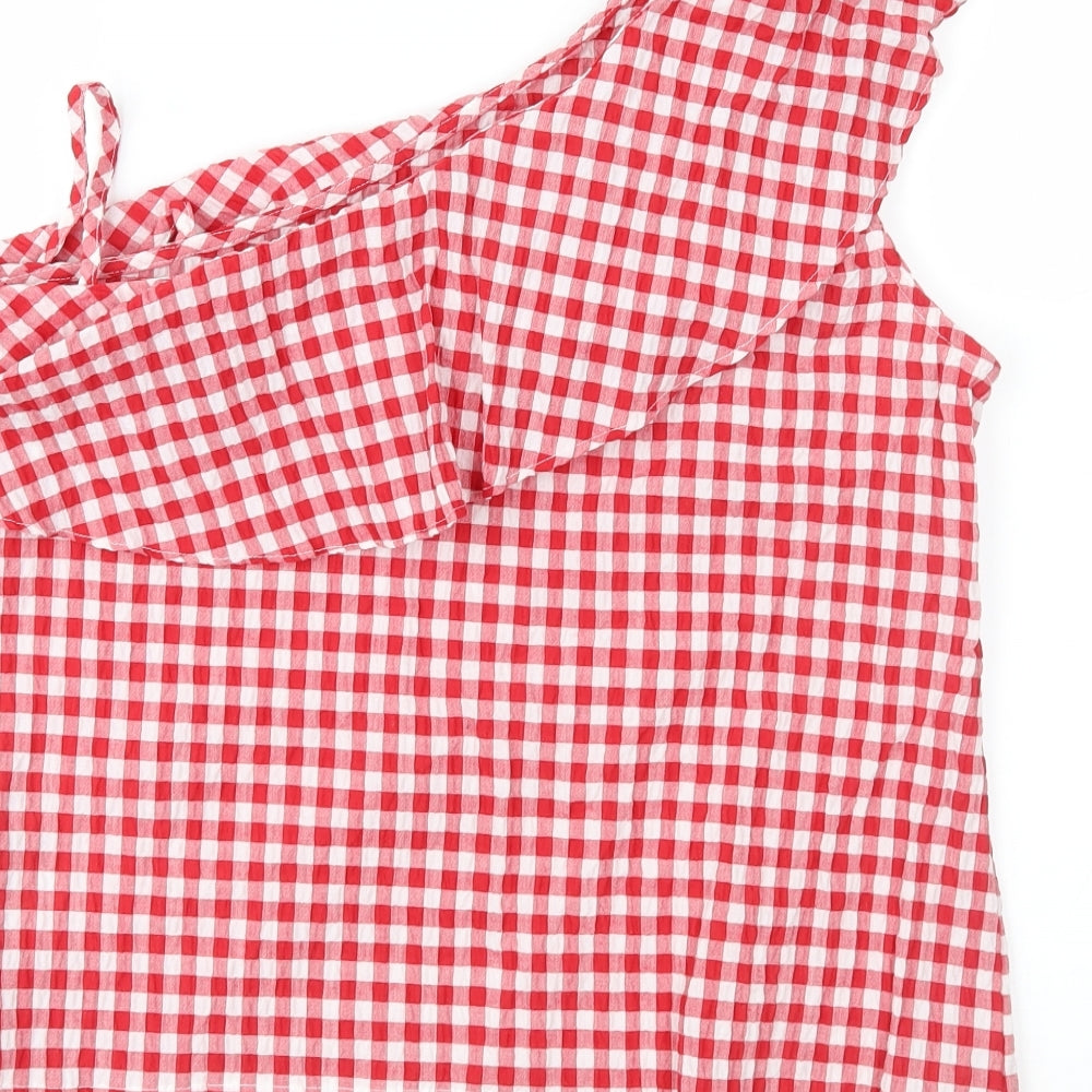 New Look Womens Red Check  Basic Blouse Size 14