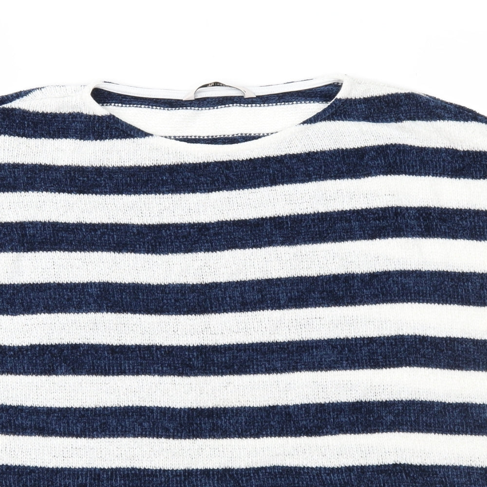 TU Womens Blue Striped Knit Pullover Jumper Size 14