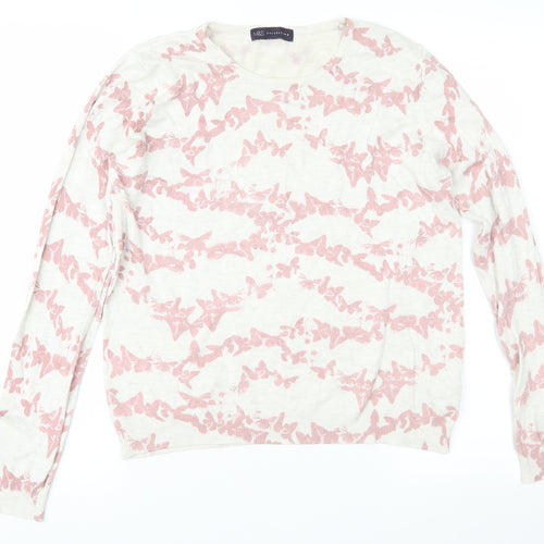 Marks and Spencer Womens Pink Geometric Knit Pullover Jumper Size 14