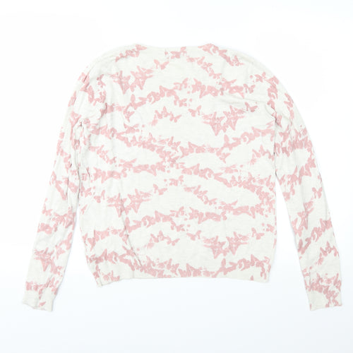 Marks and Spencer Womens Pink Geometric Knit Pullover Jumper Size 14