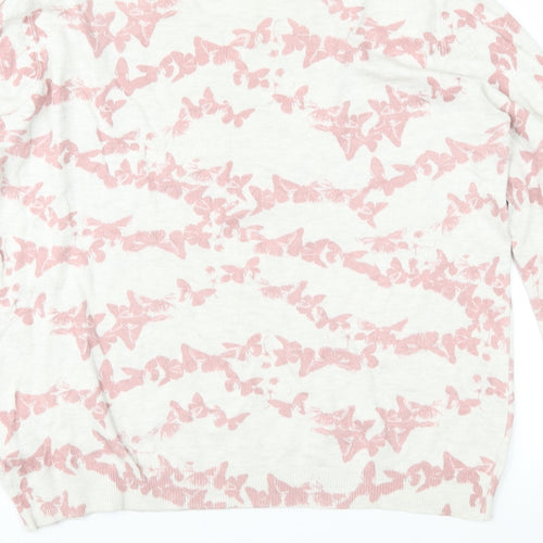 Marks and Spencer Womens Pink Geometric Knit Pullover Jumper Size 14