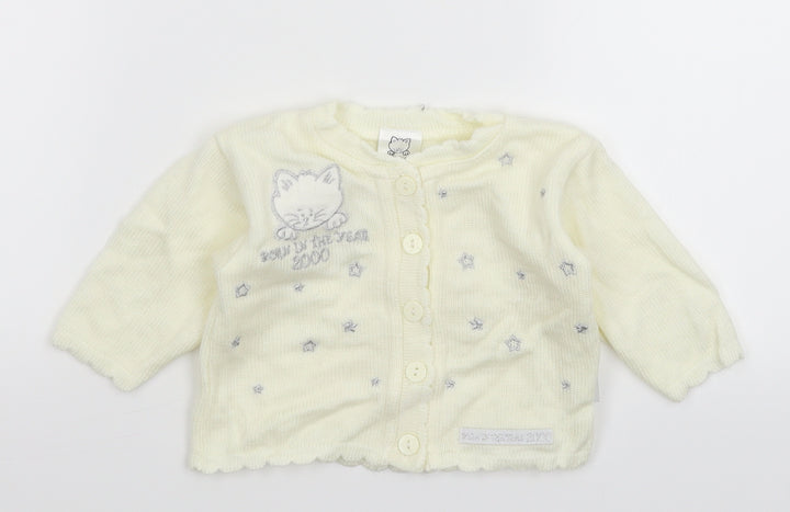 Debenhams Baby White  Knit Cardigan Jumper Size 3-6 Months
