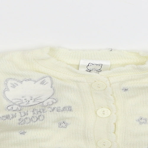 Debenhams Baby White  Knit Cardigan Jumper Size 3-6 Months
