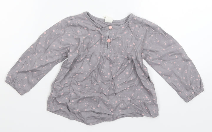 H&M Girls Grey Geometric  Shirt Dress  Size 12-18 Months