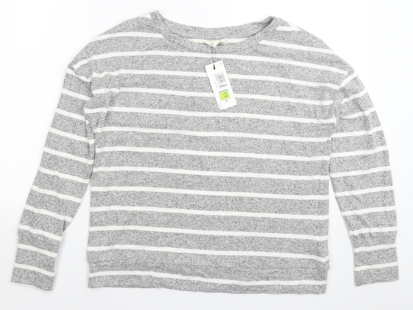 Marks and Spencer Womens Grey Striped Knit Pullover Jumper Size 12