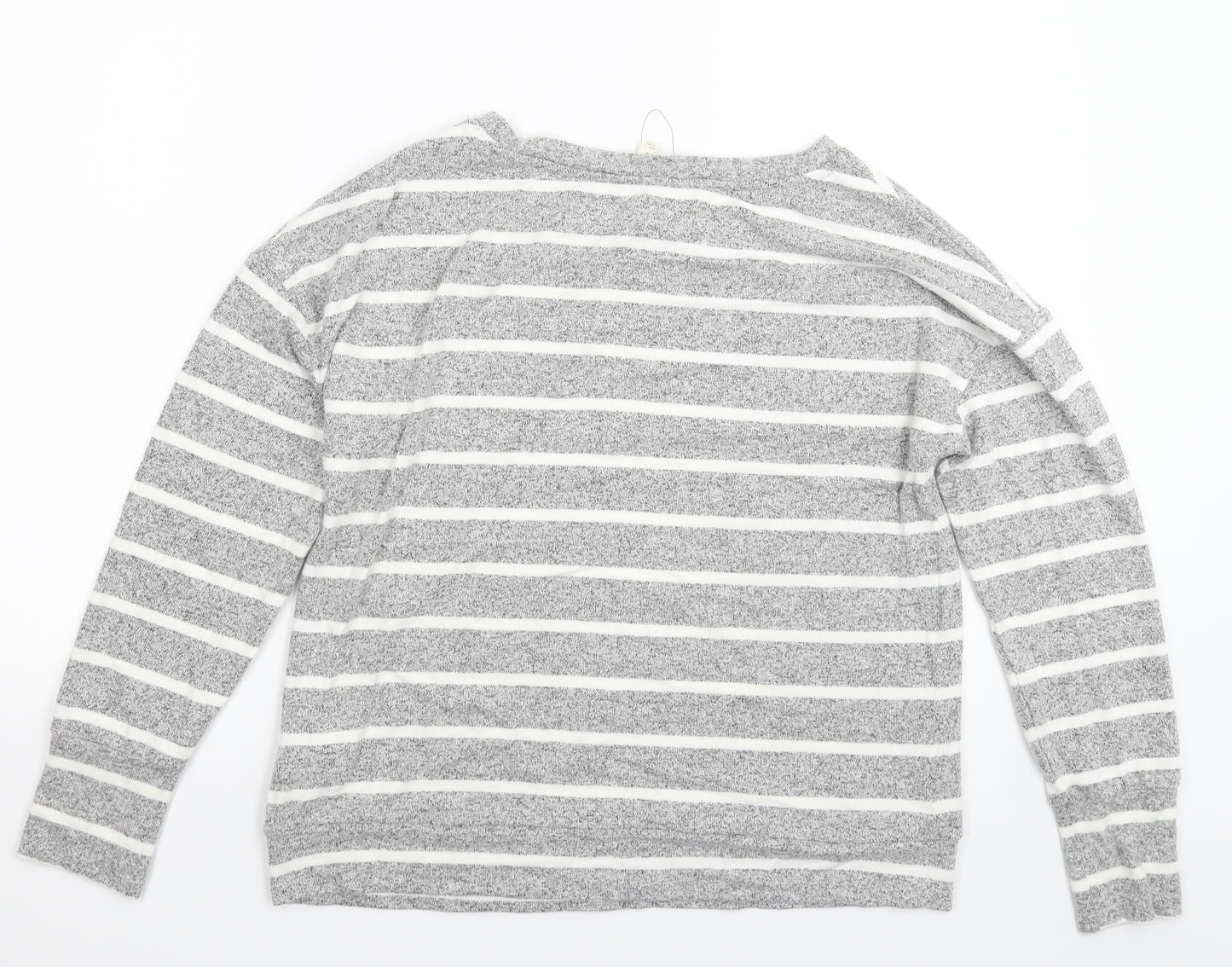 Marks and Spencer Womens Grey Striped Knit Pullover Jumper Size 12