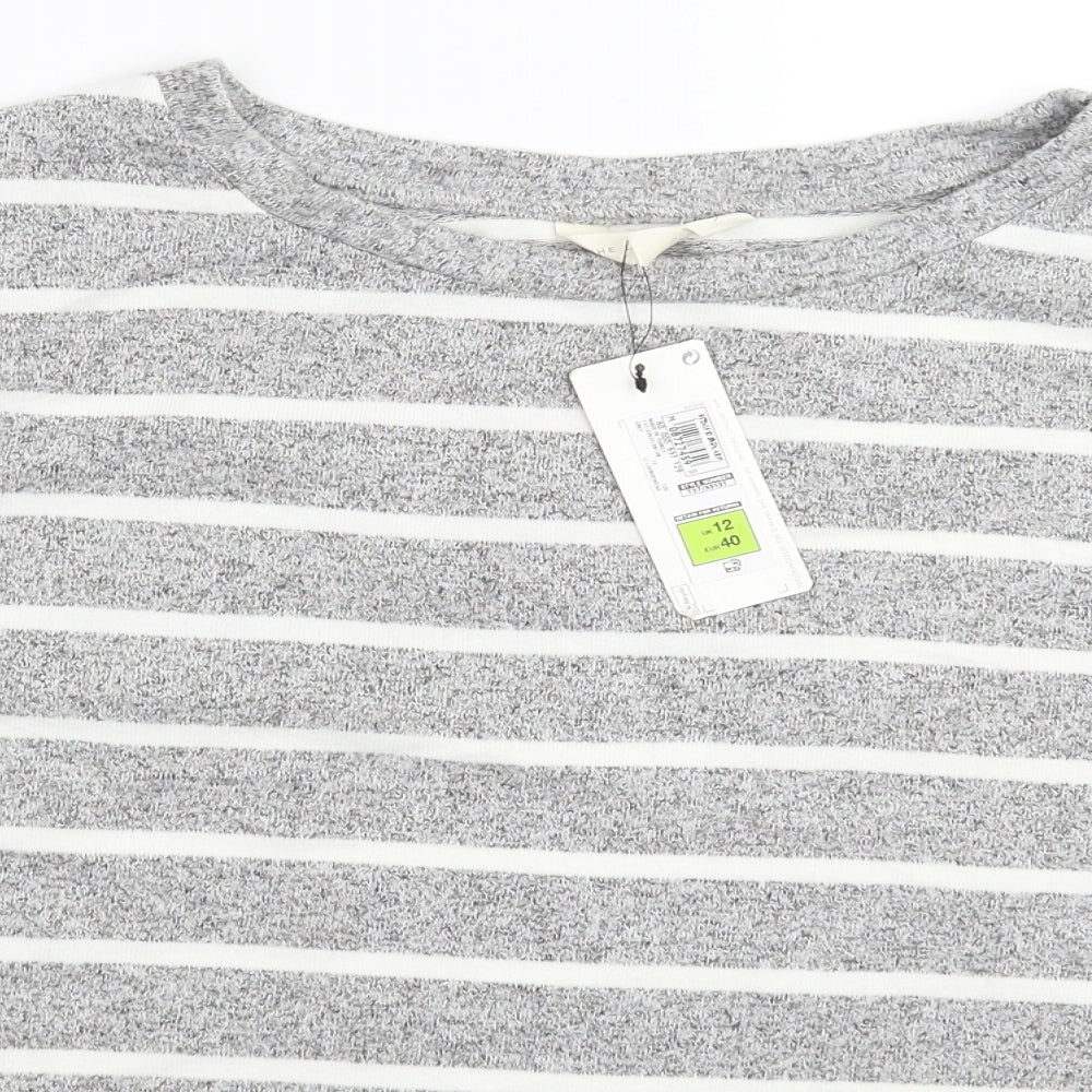 Marks and Spencer Womens Grey Striped Knit Pullover Jumper Size 12