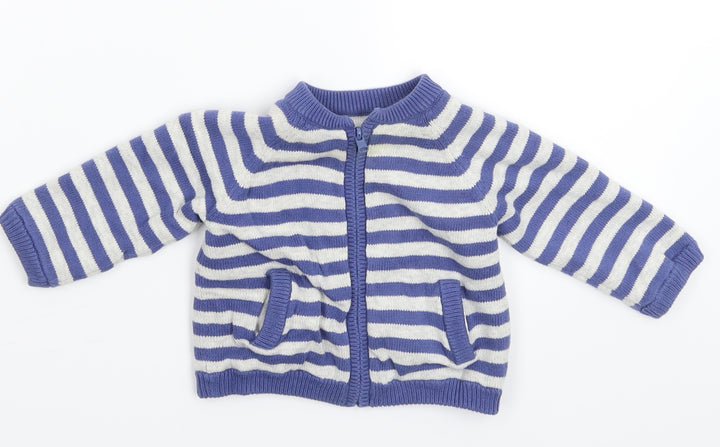 Merc Baby Blue Striped Knit Cardigan Jumper Size 0-3 Months