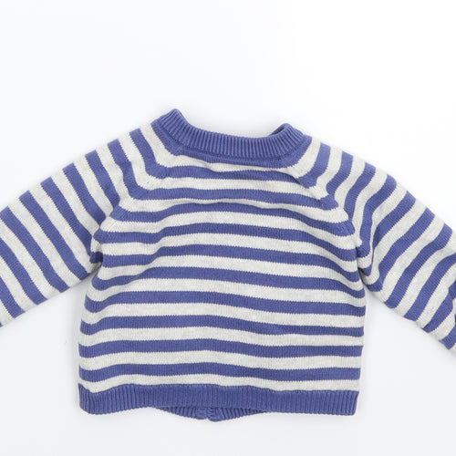 Merc Baby Blue Striped Knit Cardigan Jumper Size 0-3 Months