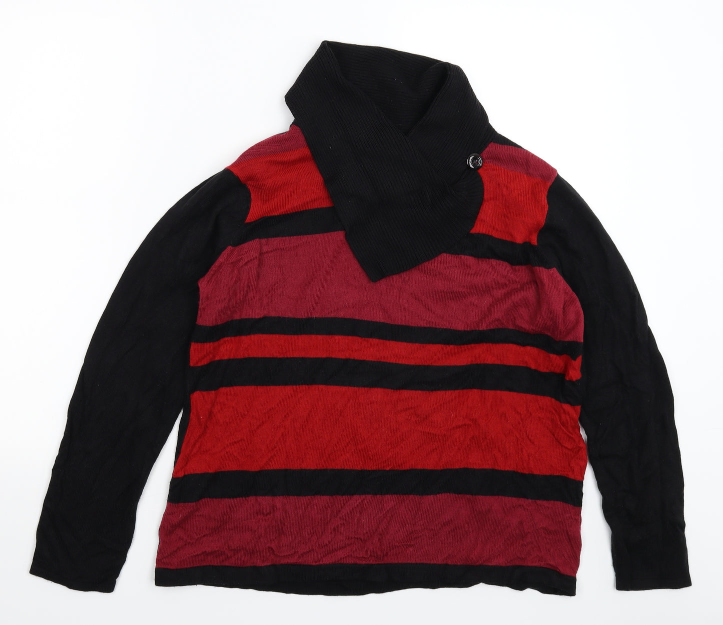 BM Womens Multicoloured Striped Knit Pullover Jumper Size M