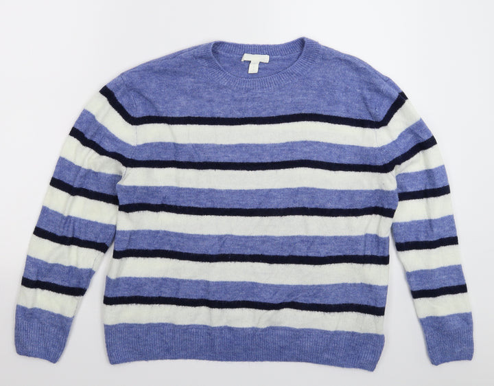 H&M Womens Blue Knit Pullover Jumper Size M