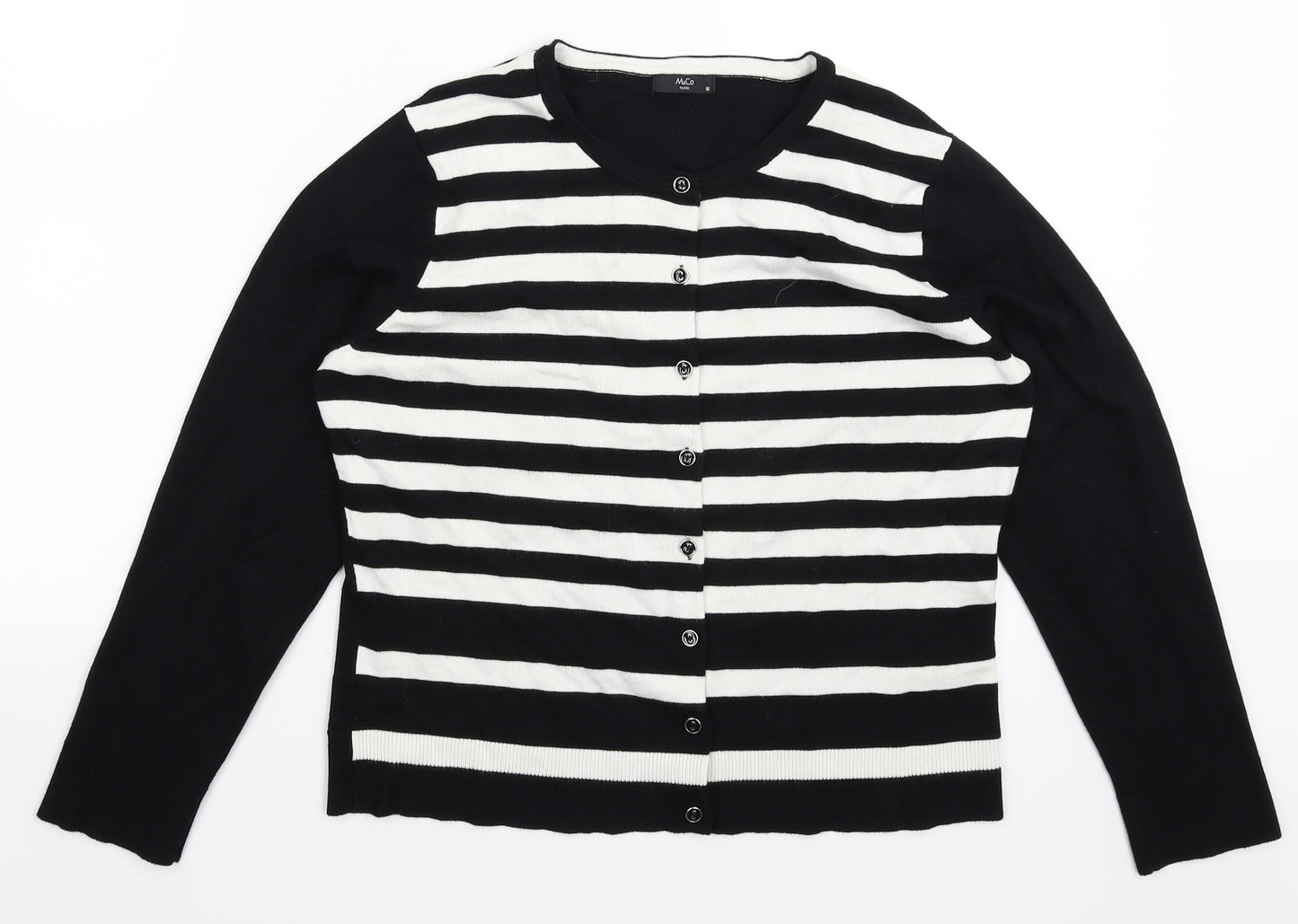 M&Co Womens Multicoloured Striped Knit Cardigan Jumper Size 16