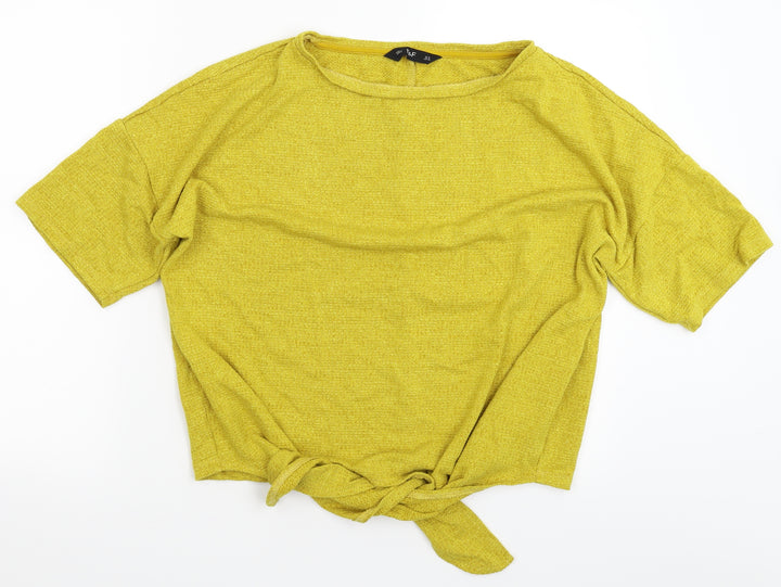 F&F Womens Yellow Knit Pullover Jumper Size 14