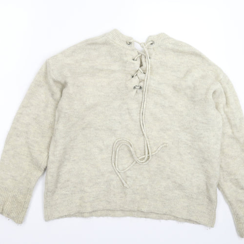 Mango Womens Grey  Knit Pullover Jumper Size S