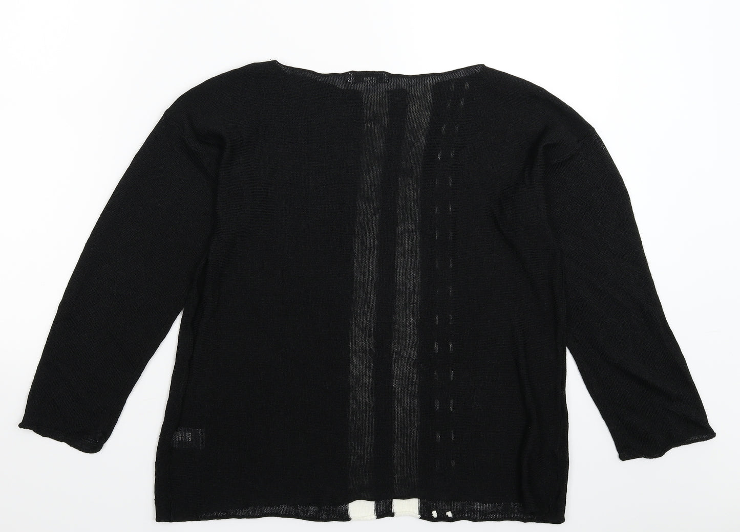 Meredith Womens Black Striped Knit Pullover Jumper Size M