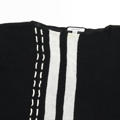Meredith Womens Black Striped Knit Pullover Jumper Size M