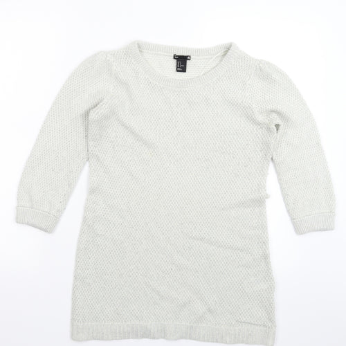 H&M Womens White  Knit Pullover Jumper Size M