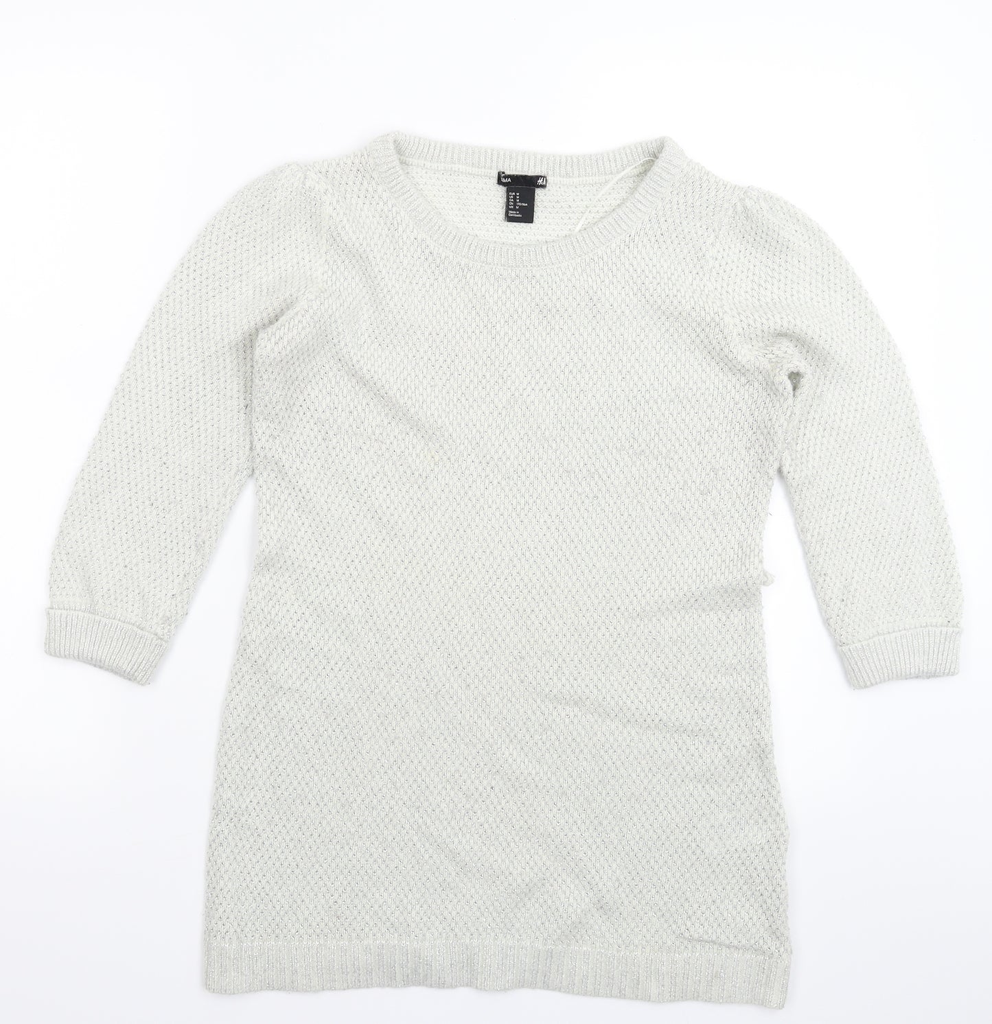 H&M Womens White  Knit Pullover Jumper Size M