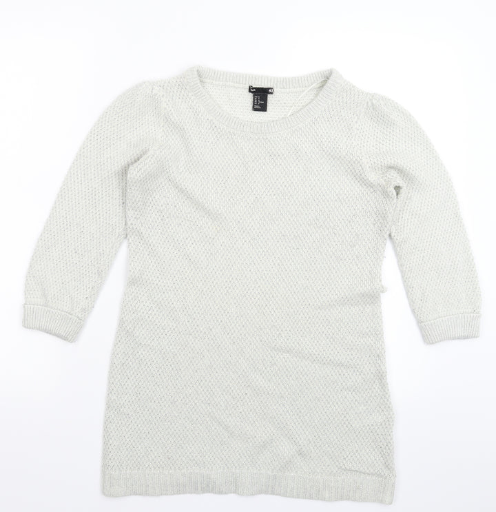 H&M Womens White  Knit Pullover Jumper Size M