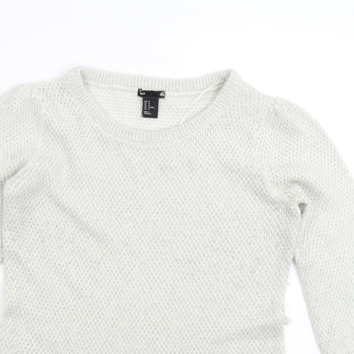 H&M Womens White  Knit Pullover Jumper Size M
