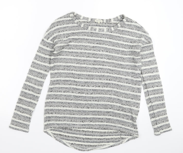 River Island Womens Grey Striped Knit Pullover Jumper Size 6