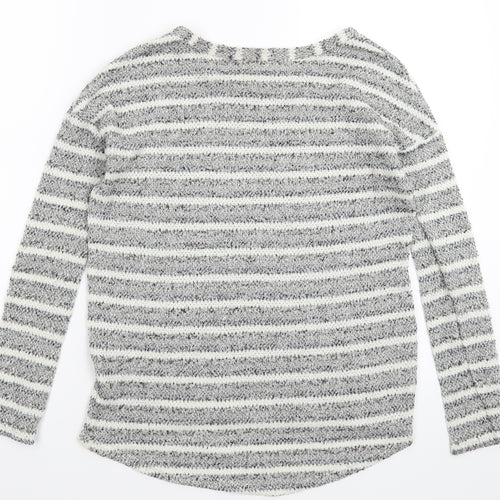 River Island Womens Grey Striped Knit Pullover Jumper Size 6