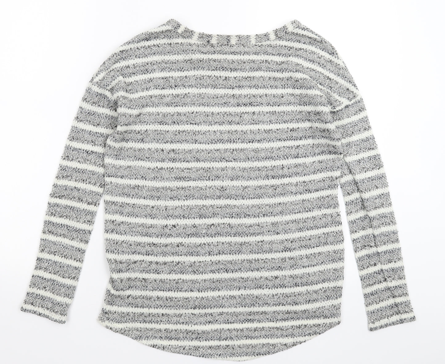 River Island Womens Grey Striped Knit Pullover Jumper Size 6