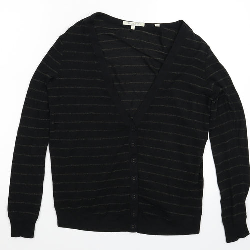 Bella Luxx Womens Black Striped Knit Cardigan Jumper Size S
