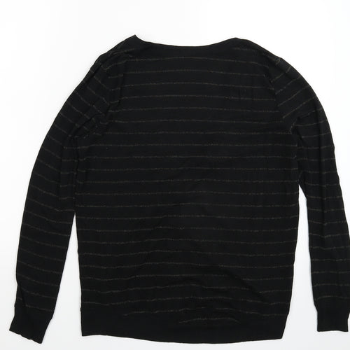 Bella Luxx Womens Black Striped Knit Cardigan Jumper Size S
