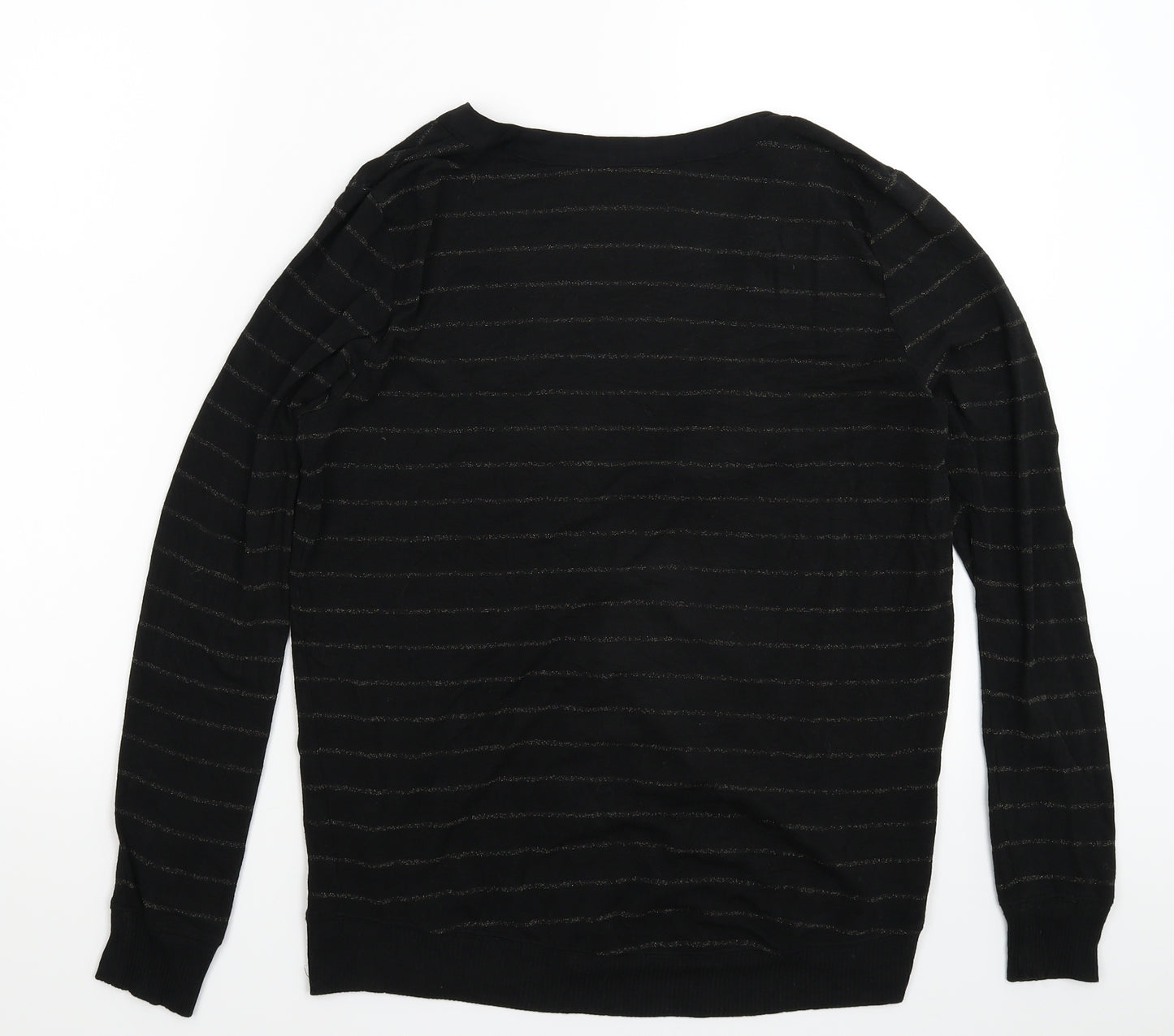 Bella Luxx Womens Black Striped Knit Cardigan Jumper Size S