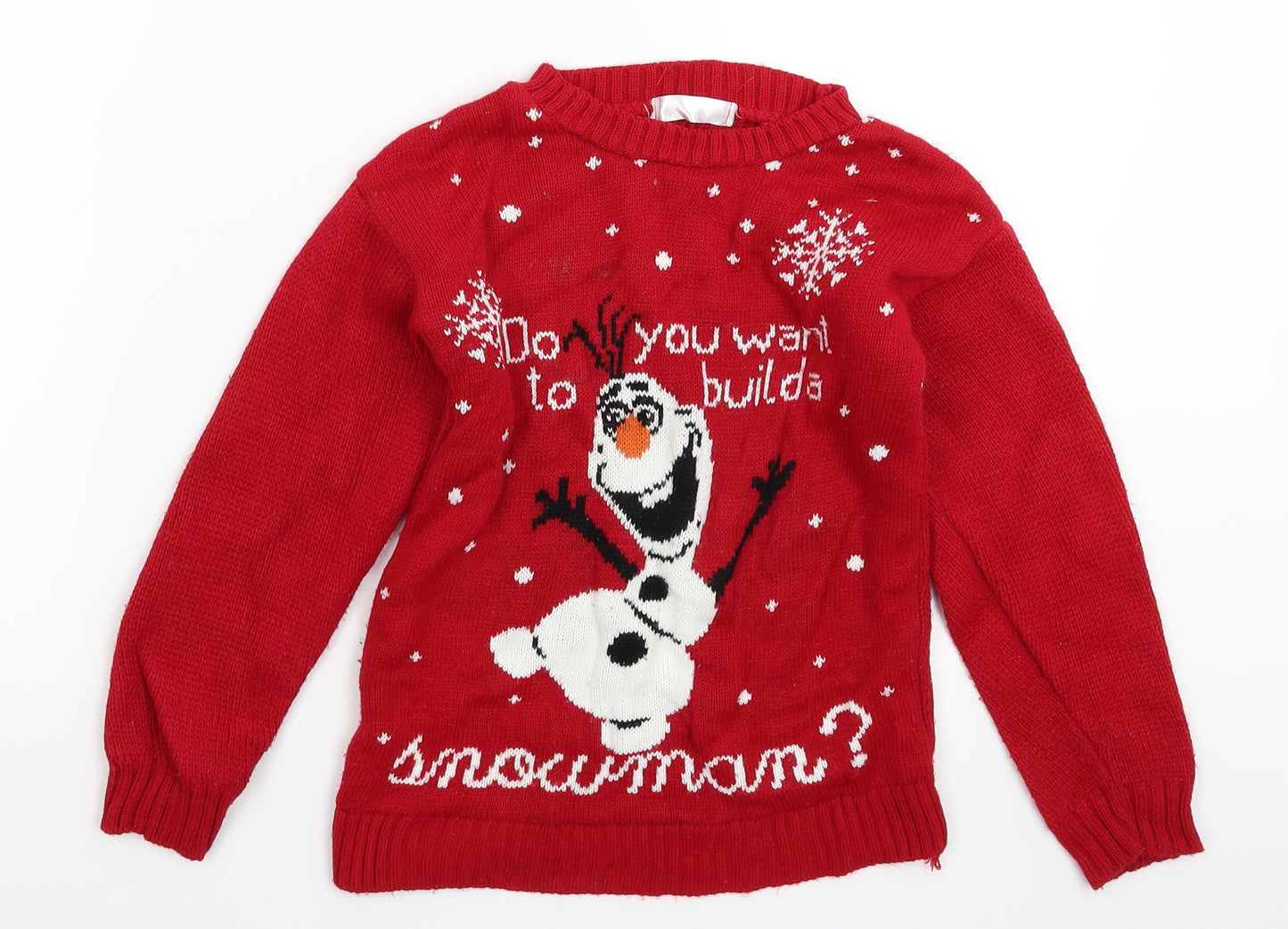 Preworn Boys Red  Knit Pullover Jumper Size 8 Years  - Christmas