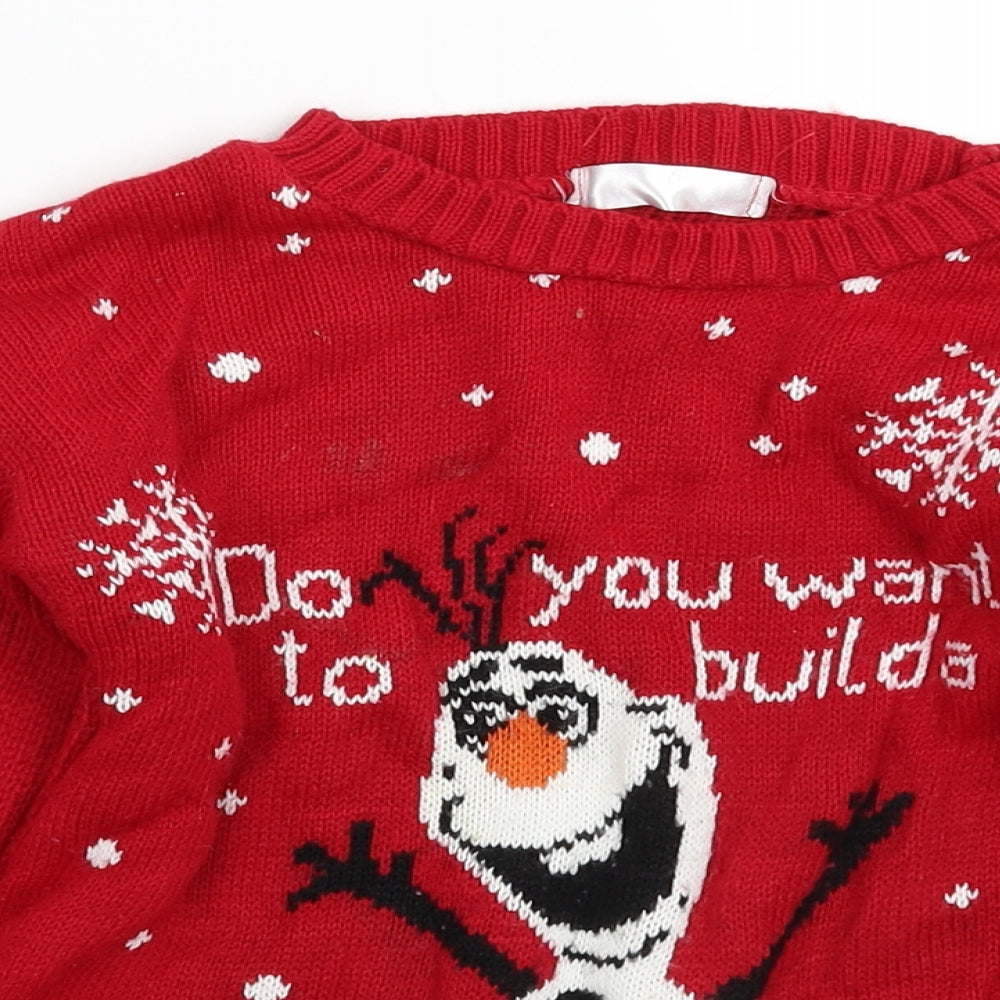 Preworn Boys Red  Knit Pullover Jumper Size 8 Years  - Christmas