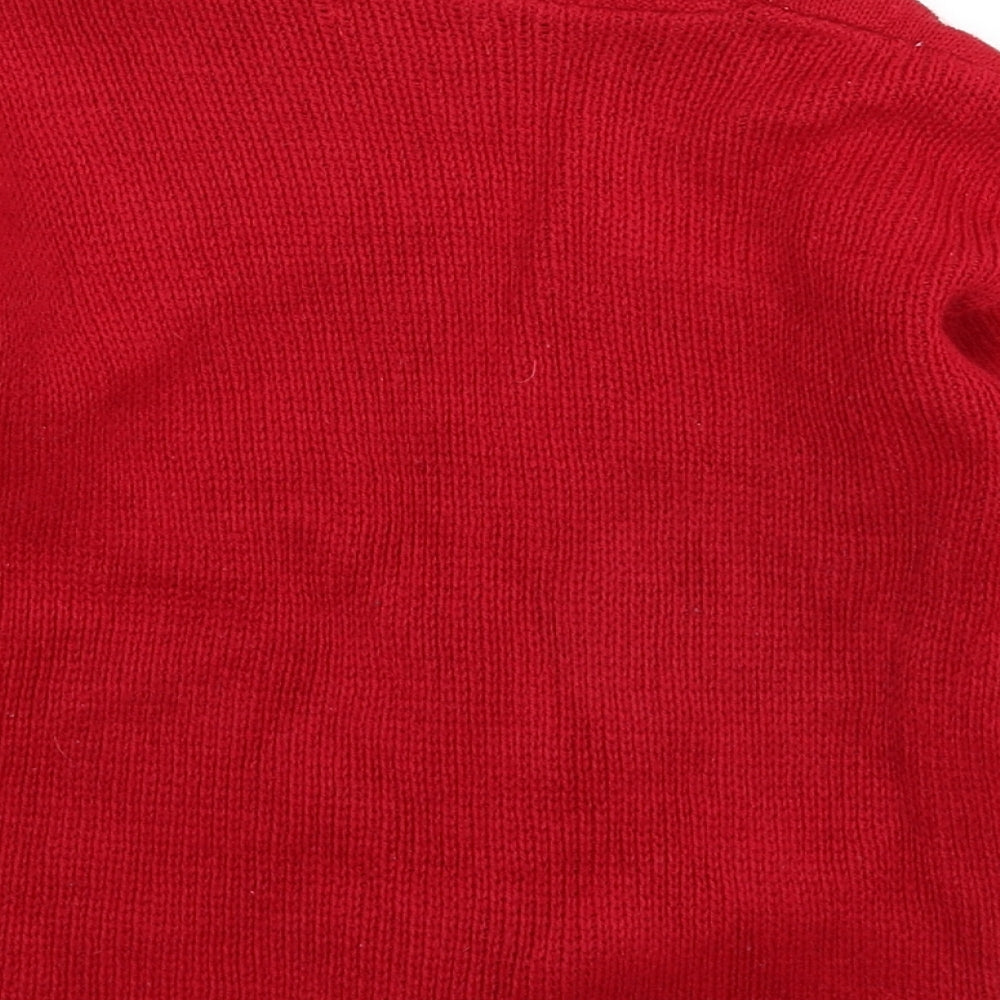 Preworn Boys Red  Knit Pullover Jumper Size 8 Years  - Christmas