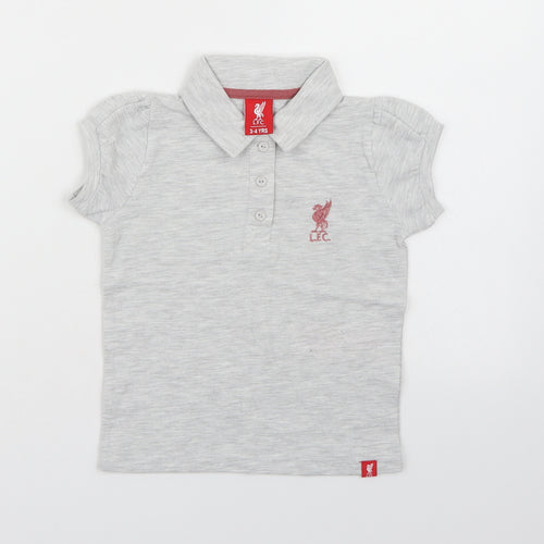 L.F.C Girls Grey   Basic Polo Size 3-4 Years  - Liverpool FC