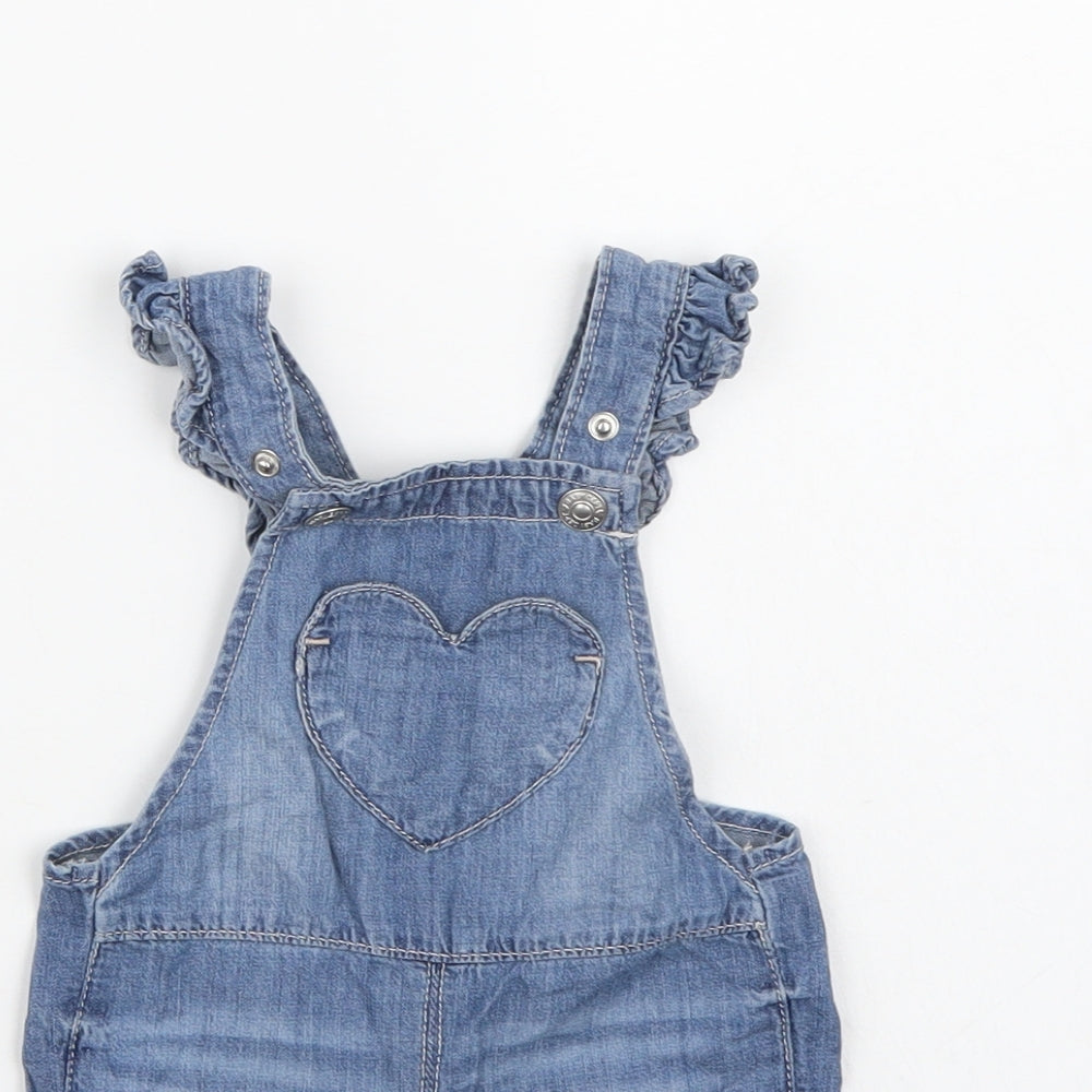H&M Girls Blue  Denim Dungaree One-Piece Size 6-9 Months