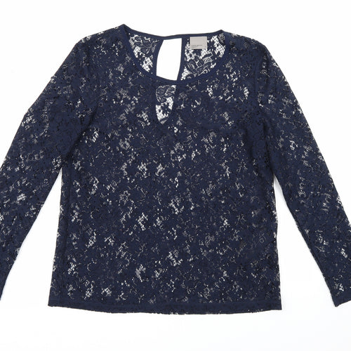VERO MODA Womens Blue Floral Lace Basic Blouse Size M