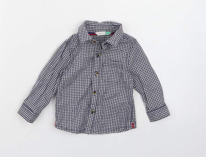 John Lewis Boys Blue Check  Basic Button-Up Size 6-9 Months