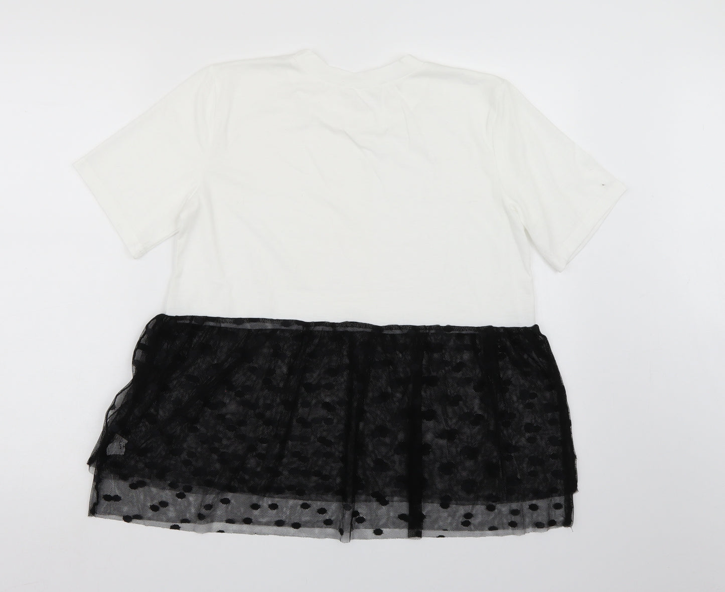 Preworn Womens White Polka Dot  Basic T-Shirt Size S
