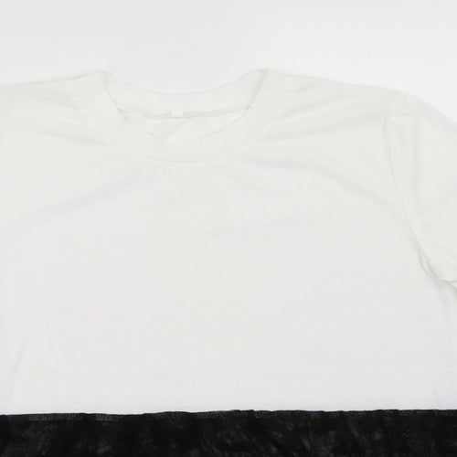 Preworn Womens White Polka Dot  Basic T-Shirt Size S