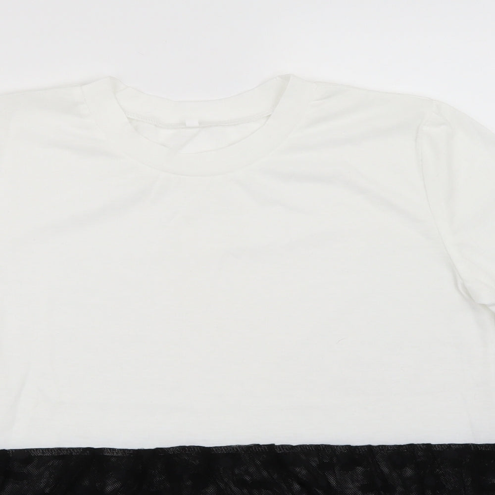 Preworn Womens White Polka Dot  Basic T-Shirt Size S