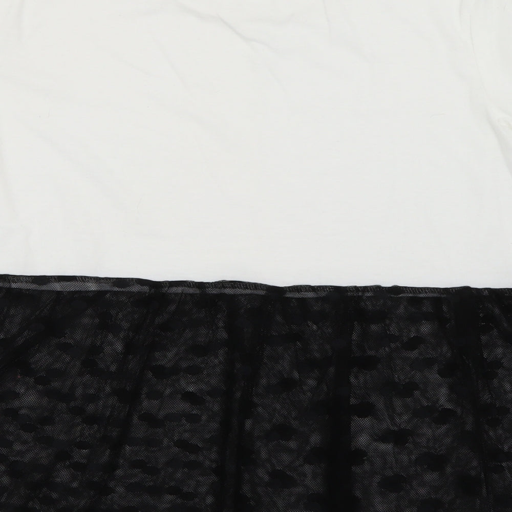 Preworn Womens White Polka Dot  Basic T-Shirt Size S