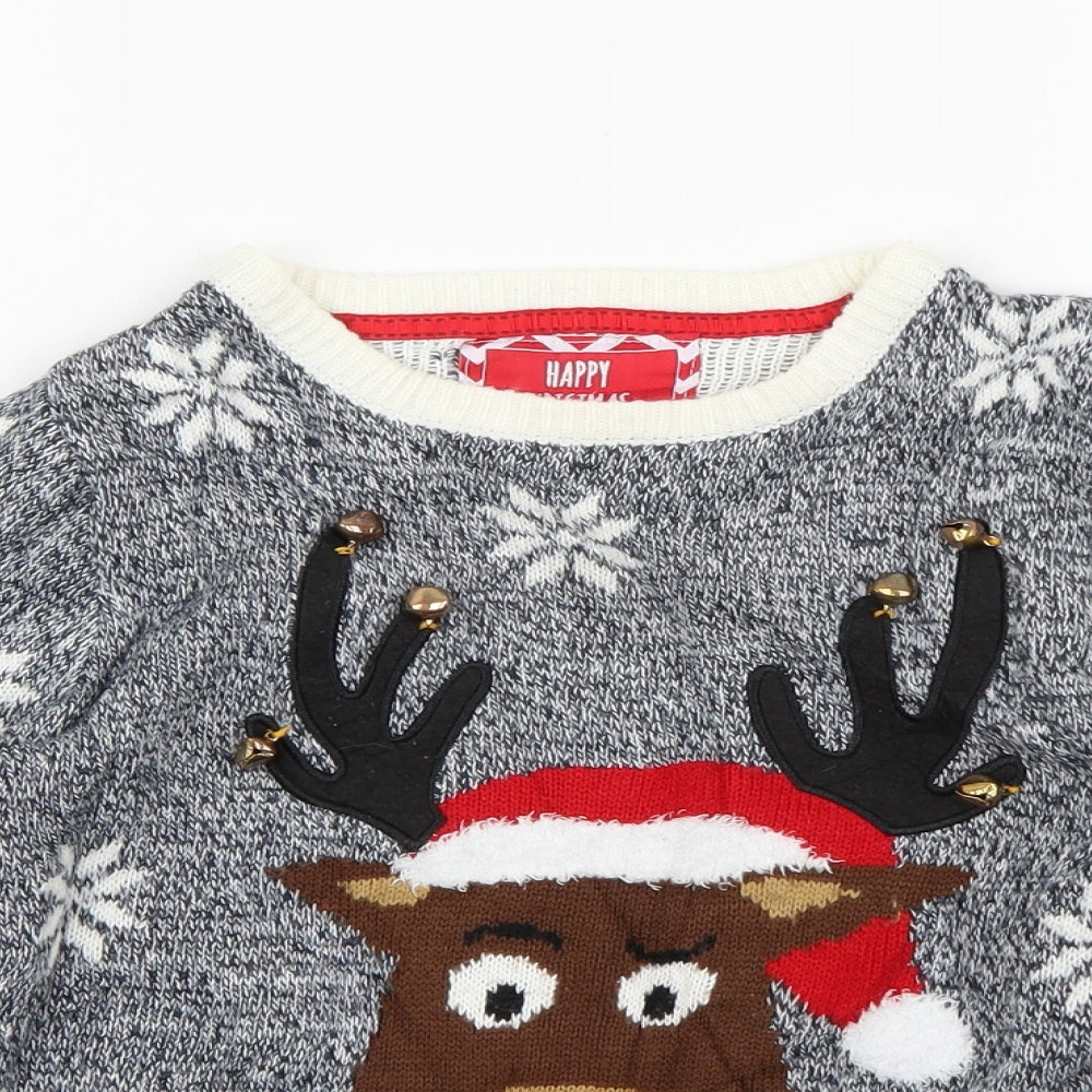 Rebel Boys Black Plaid Knit Pullover Jumper Size 7-8 Years  - christmas jumper