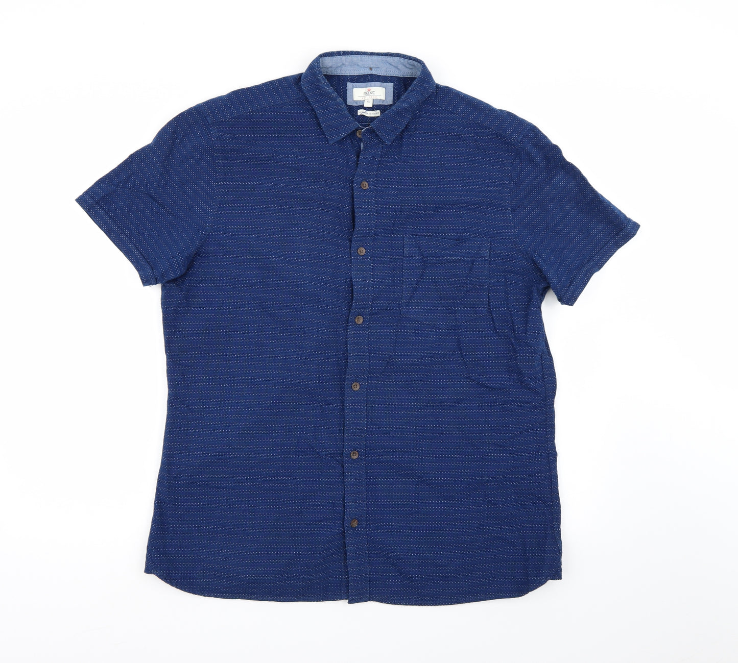 NEXT Mens Blue Striped   Button-Up Size XL