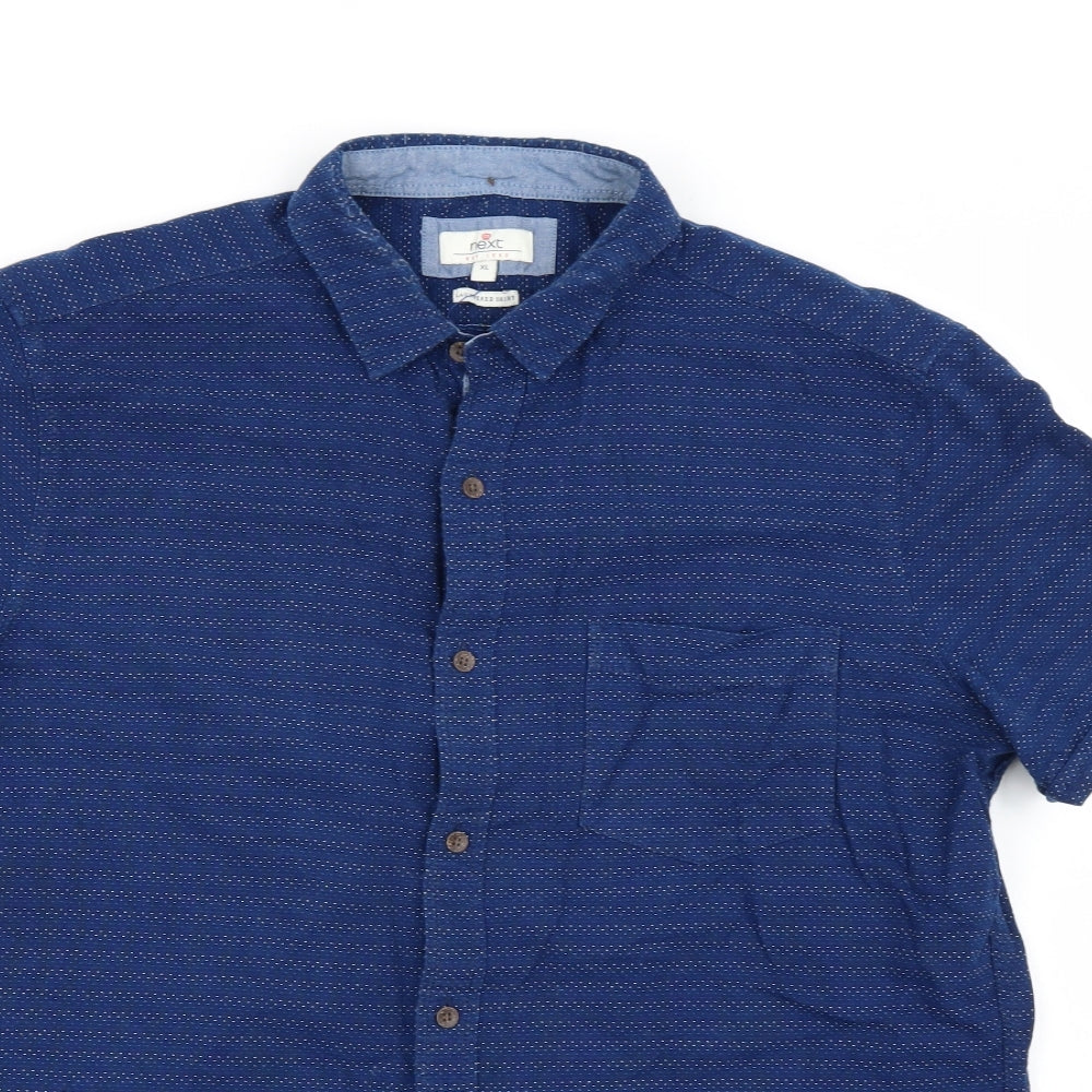 NEXT Mens Blue Striped   Button-Up Size XL