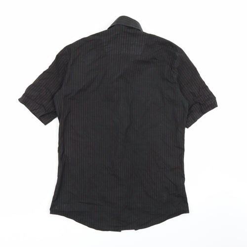 Charisma Mens Black Striped   Button-Up Size XL