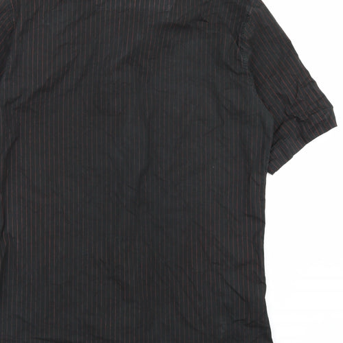 Charisma Mens Black Striped   Button-Up Size XL