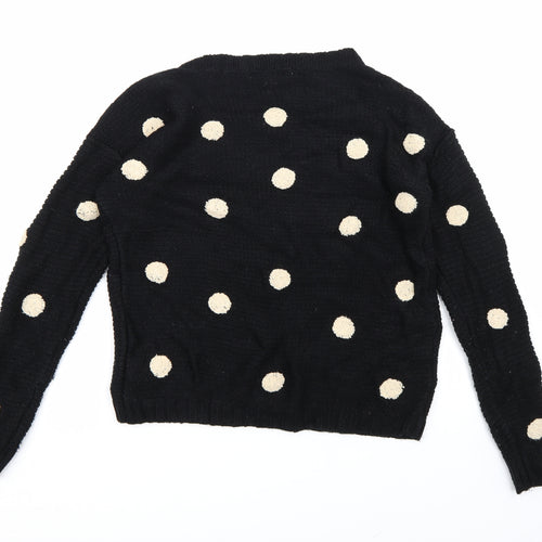 FOREVER 21 Womens Black Polka Dot Knit Pullover Jumper Size L