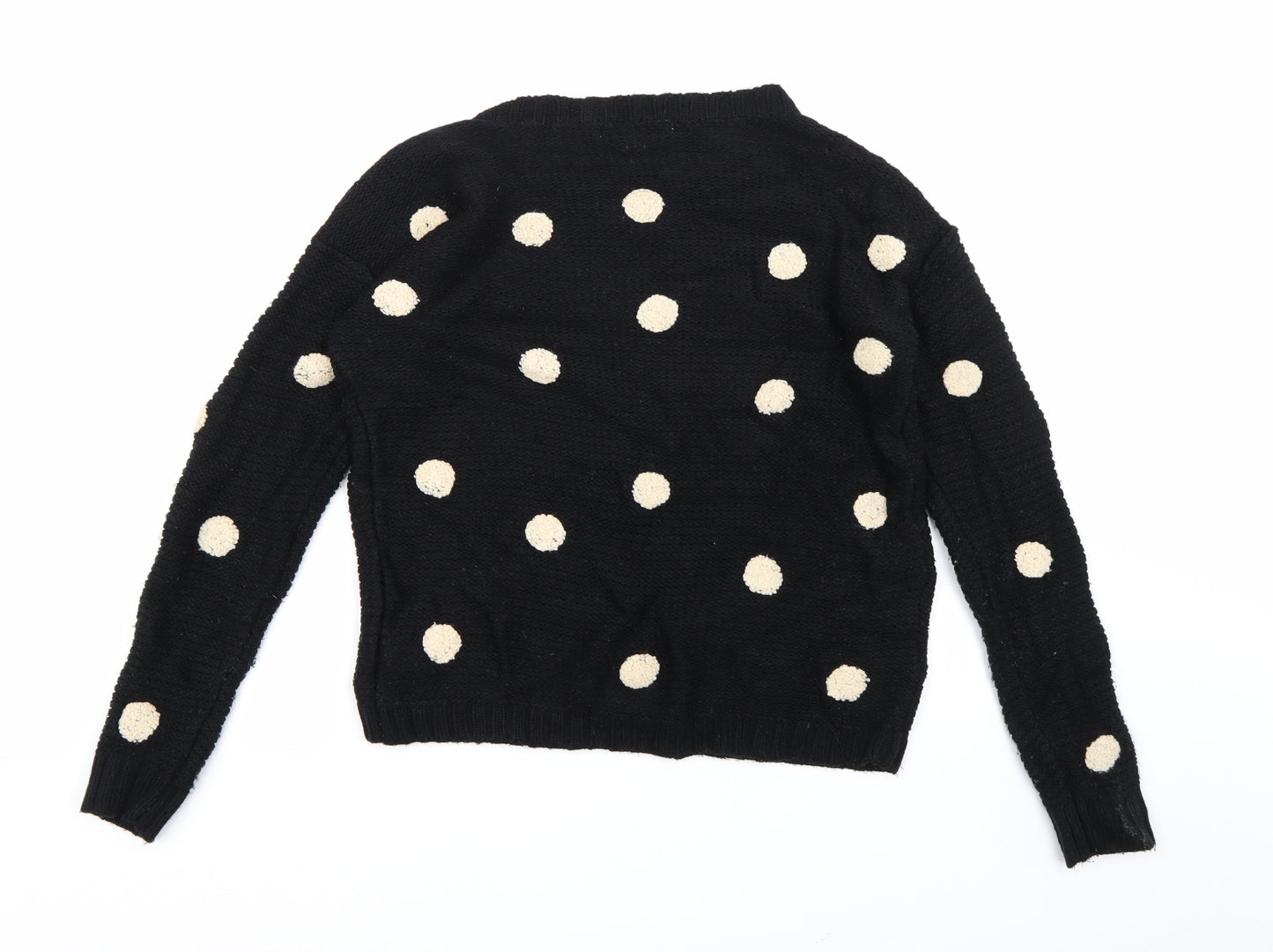 FOREVER 21 Womens Black Polka Dot Knit Pullover Jumper Size L