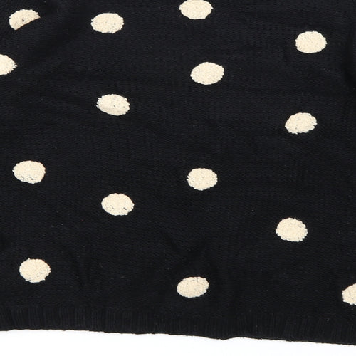 FOREVER 21 Womens Black Polka Dot Knit Pullover Jumper Size L